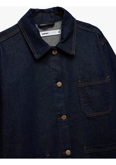 Koton Pamuklu Cep Detaylı Klasik Yaka Düğmeli Denim Ceket Koyu İndigo 5sal50027md Dark Indigo İndigo Koton Pamuklu Cep Detaylı Klasik Yaka Düğmeli Denim Ceket Koyu İndigo 5sal50027md Dark Indigo İndigo