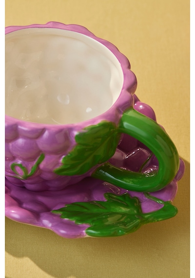 Karaca Grape Üzüm Desenli Çay Fincan Takımı 296 Ml Mor