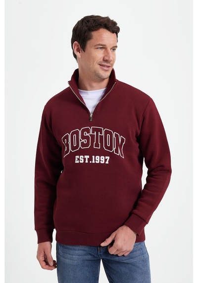 Tudors Erkek Relax Fit Rahat Kesim Pamuklu Yarım Fermuarlı Baskılı Bordo Sweatshirt-42314 Bordo Tudors Erkek Relax Fit Rahat Kesim Pamuklu Yarım Fermuarlı Baskılı Bordo Sweatshirt-42314 Bordo