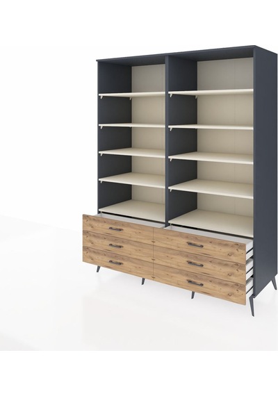 Kronos Gardrop 10 Raflı 6 Çekmeceli 176x59x221 Antrasit-aytaşı/çam Aytaşı/çam Kronos Gardrop 10 Raflı 6 Çekmeceli 176x59x221 Antrasit-aytaşı/çam Aytaşı/çam