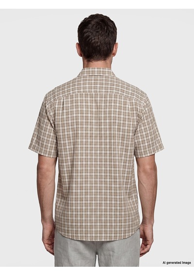 Lcwaıkıkı Classic Bej Regular Fit Ekose Poplin Erkek Gömlek