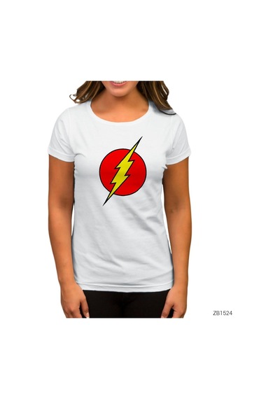 Flash Logo Beyaz Kadın Tişört