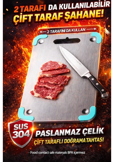 Büyük-küçük Paslanmaz Çelik Kesme Tahtası Ayaklı 304
