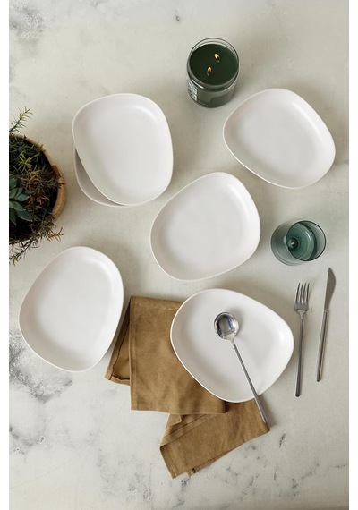 Mat Beyaz Yemek Tabağı 23 Cm 6 Adet Açık