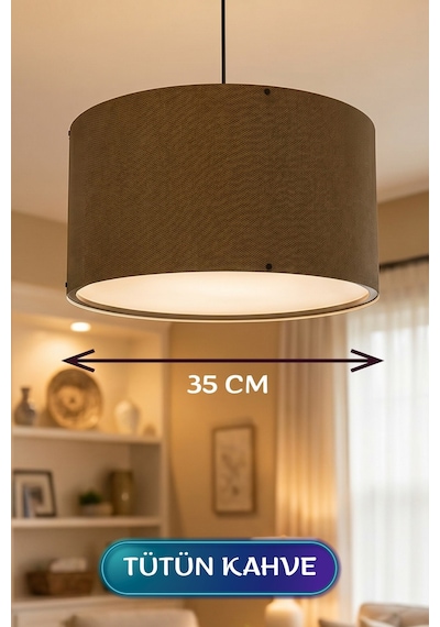 Kahve Kumaş Başlıklı Sarkıt Avize 35 Cm