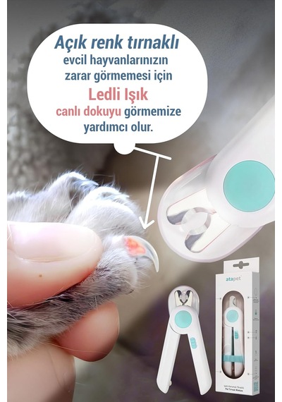 Işıklı Kedi Köpek Tırnak Makası Pet Evcil Hayvanları Için Korumalı Led'li Törpülü Tırnak Makası