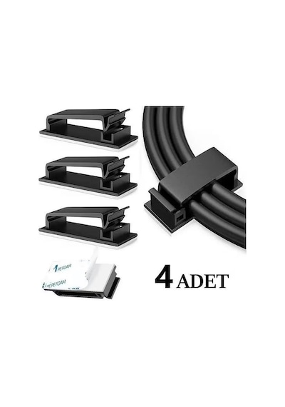 Mucit Home 4 Adet Çoklu Kablo Düzenleyeci Yapışkanlı Kablo Toplayıcı Masa Kablo Düzenleyici