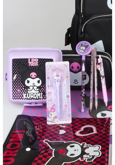 X Dekomus Lisanslı Kuromi Dark Delight Collection Full Kırtasiye Seti Okul Ve Kalem Çantası,beslenme Kabı,matara Altın