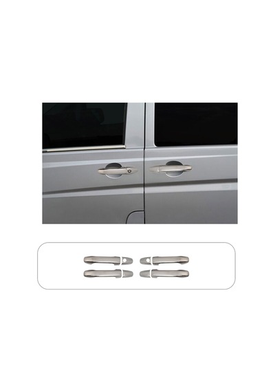 Mercedes Vito W447 Uyumlu 2014 Ve Üzeri Krom Kapı Kolu 4 Kapı Çift Delikli Paslanmaz Çelik