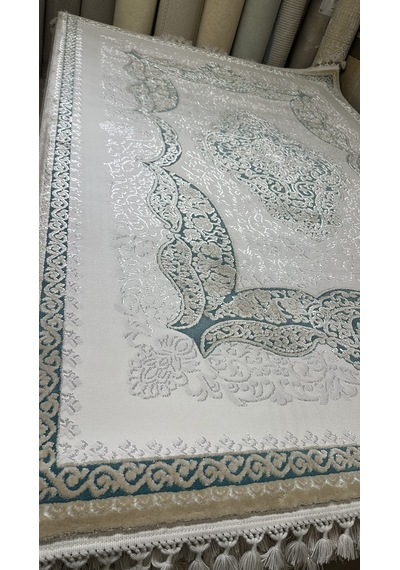 Dilek Halı İmage 4745b Salon Oturma Odası Halısı Krem Mavi