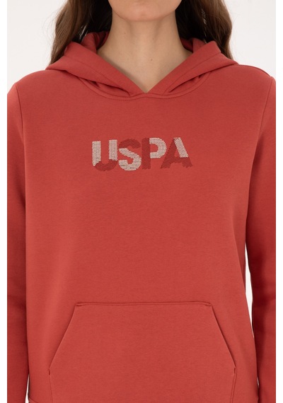 U.S. Polo Assn. Kadın Kiremit Kapüşonlu Basic Sweatshirt 50307711-VR026