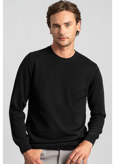Tudors Slim Fit Dar Kesim Bisiklet Yaka Erkek Kazak-22819 Siyah