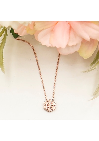 Taşsız Rose Kar Tanesi Kolye Rose - Gold -  Gümüş