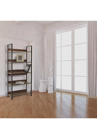 Profile 5 Raflı Kitaplık Koyu Ceviz Oslo Ceviz 73x172x35 Cm Gxyxd