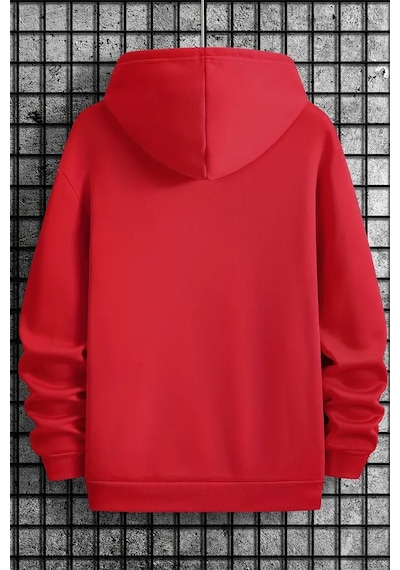 Milano Baskılı Oversize Sweatshirt Kırmızı