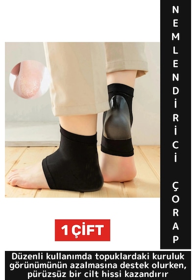 Ergonomik Konforlu Kaymaz  Azaltan Esnek Silikon Çok Şık Unisex Nemlendirici Topuk Çorabı Standart