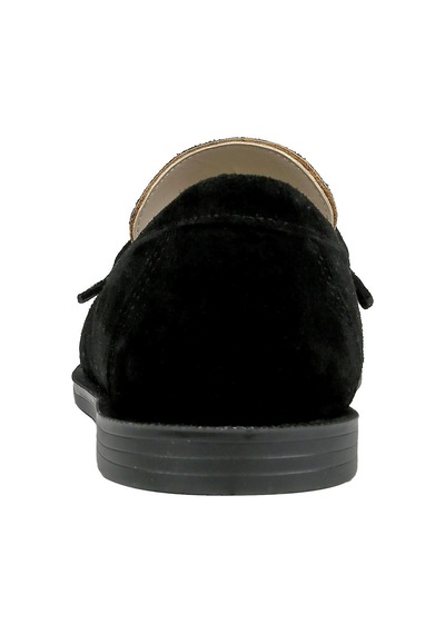Kadın Vegan Deri Siyah Loafer - Black Floral Tasarım Çok Renkli