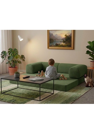 Herev 180x180 Cm 50 Dns Modüler Köşe Koltuk Fitilli Kadife Kumaş, Yatak Olabilen, Modern Tasarım Şark Köşe Yeşil Herev 180x180 Cm 50 Dns Modüler Köşe Koltuk Fitilli Kadife Kumaş, Yatak Olabilen, Modern Tasarım Şark Köşe Yeşil