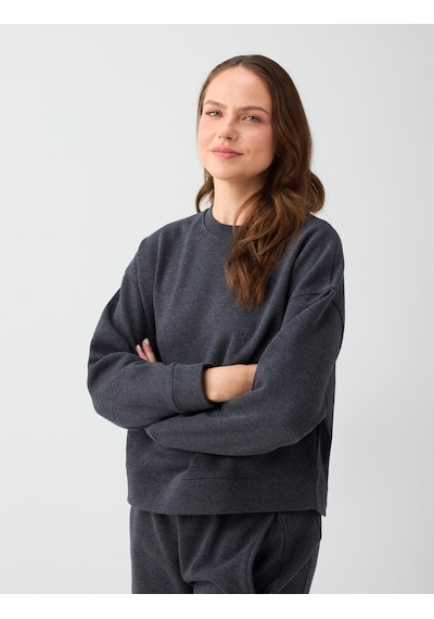 Jimmy Key Antrasit Melanj Loose Bisiklet Yaka Örme Sweatshirt 6ww238339972