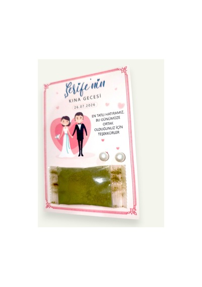 24 Adet El Ele Gelin Damat Tasarımlı İnci Küpeli Stick Kına - Söz, Düğün Ve Kına Hediyeliği