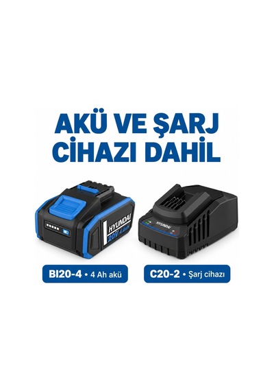 Hyundai Hy20cpht 20v Max Akülü Uzun Saplı Çit Budama Seti 4 Ah Akü Ve Şarj Cihazı Dahil