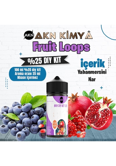Fruit Loops Yoğun Dıy Kit Yabanmersini Nar Gıda Aroması %25 Oranda Aroma İçerir Hazır Değildir 100 Ml
