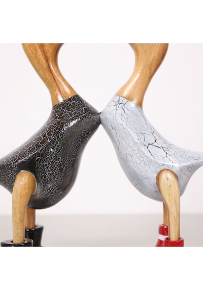 Aşık Ördekler El Oyması Teak Gövde 29x30x11 Cm