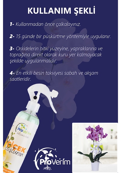 Proverim Orkide Bitki Besini Sprey 400 ml | Çiçek Coşturan, Tomurcuk ve Uzun Süre Çiçeklenme Desteği