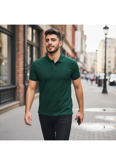 Bite Nose Renk Seçenekli Erkek Polo Yaka Tişört Günlük & Şık Pamuklu Slim Fit Zümrüt Yeşili