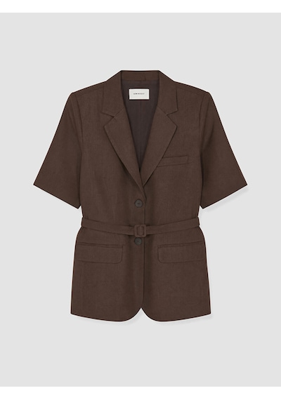 Lcw Studıo Kahverengi Kemerli Kadın %100 Keten Blazer Ceket
