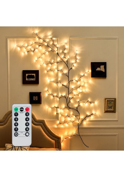 Sihirli Söğüt Asma Ağacı Ledi 144 Led 8 Mod + Uzaktan Kumandalı Yapışkanlı Günışığı Ledli Günışığı