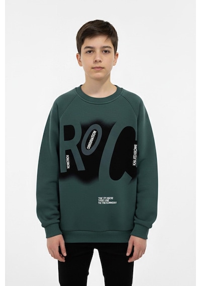Baskılı Erkek Çocuk Sweatshirt-90880 Yeşil