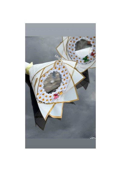 Aynalı Papatya Buketi Kelebekli Beyaz - 786137307
