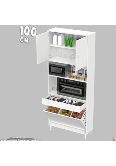 Modilayn Ece Fırın Bölmeli Kapaklı Çekmeceli Sepetli Çok Amaçlı Mutfak Dolabı 100 Cm Beyaz Modilayn Ece Fırın Bölmeli Kapaklı Çekmeceli Sepetli Çok Amaçlı Mutfak Dolabı 100 Cm Beyaz