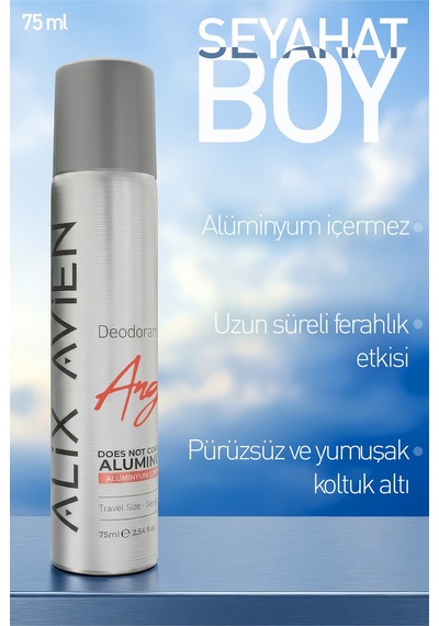 Alüminyumsuz Seyahat Boy Kadın Deodorant Sprey 75 Ml - Angel Whisper