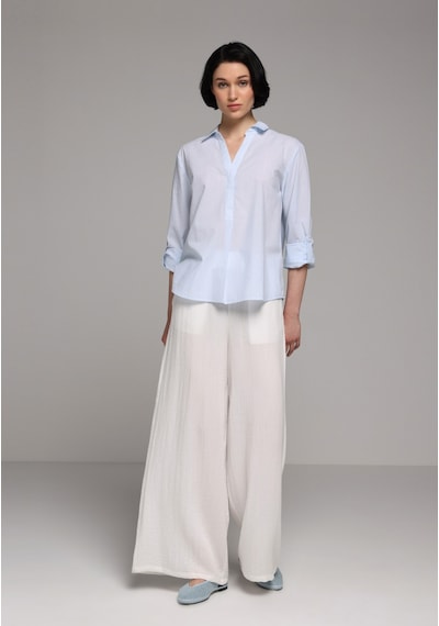 Colin's Colins Regular Fit Shirt Neck Çizgili Kadın Mavi Roll-up Gömlek Cl1081253 Q1.v1 Ble