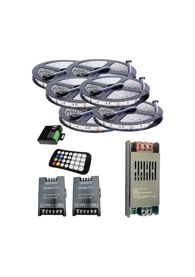 30 Metre 12v 60 Ledli Rgb İç Mekan Şerit Led 30a Slim Trafo 36a 28 Tuş Rf Led Kontrol 2ad 36a Rgb Am