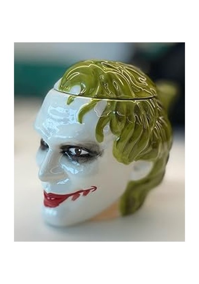Joker Figürlü Kupa Bardak Kapaklı Seramik Joker Tasarımlı Kahve Ve Çay Kupası Açık Yeşil