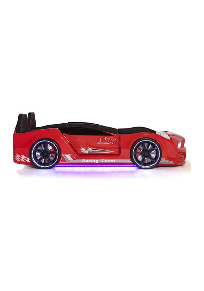 Bazalı Arabalı Yatak Kırmızı Kapıları Açılan Mustang Full Ledli Kumandalı Ve Müzikli 90x190 Cm Bazalı Arabalı Yatak Kırmızı Kapıları Açılan Mustang Full Ledli Kumandalı Ve Müzikli 90x190 Cm