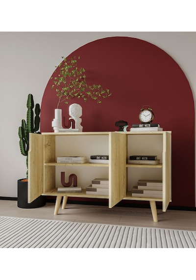 Verona 120 Cm Konsol, Kahve Köşesi, Tv Ünitesi, Çok Amaçlı Ahşap Ayaklı Konsol Safir Meşe Verona 120 Cm Konsol, Kahve Köşesi, Tv Ünitesi, Çok Amaçlı Ahşap Ayaklı Konsol Safir Meşe