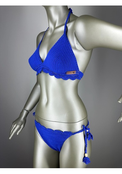 İvita Koyu Mavi Dantel Detaylı Çok Tarz El Yapımı Tığ Örgüsü Bikini