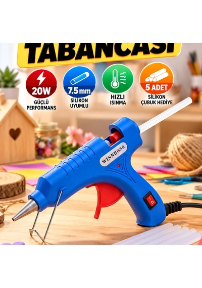20w Sıcak Silikon Tabancası 7.5 Mm Uyumlu 5 Silikon Çubuklu Set