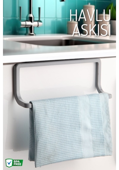 Modern Tasarımlı Tekli Havlu Askısı Banyo Ve Mutfak Kullanımına Uygun Gri