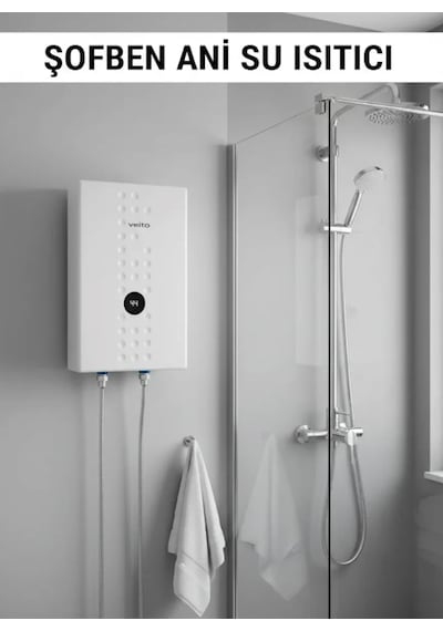 Veito Speed E9 Dokunmatik Dijital Ekranlı Ani Su Isıtıcısı Şofben - 9 Kw Güçlü Isıtma, Ip25 Su Geçirmezlik Tasarımlı Şofben Elektirikli Şofben Montaj Dahil Değildir.
