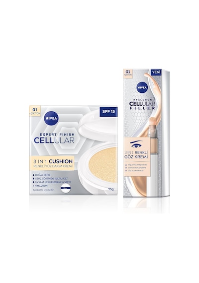 Spf15 Cellular Expert Finish Cushion Renkli Yüz Bakım Kremi 15ml Ve Göz Bakım Kremi 15ml, Açık