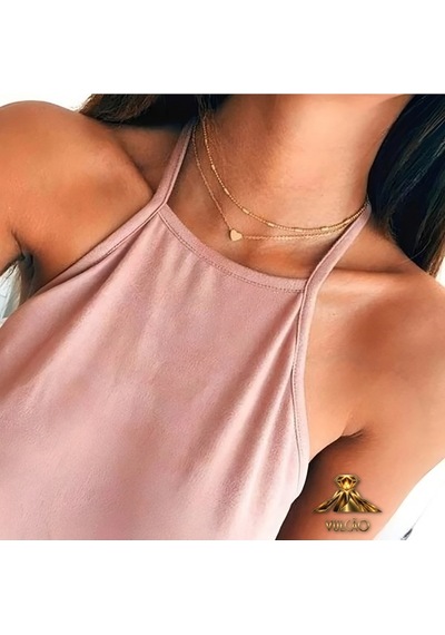 Gold Renk Gerdanlık Kolye Top Zincir Kalp Kolye Altın