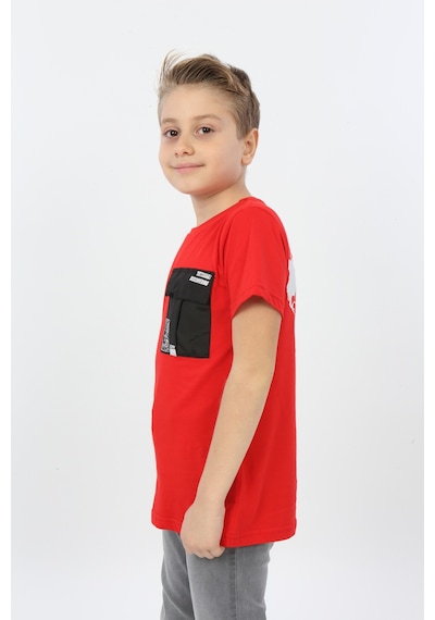 Toontoy Kids Toontoy Erkek Çocuk Göğsü Cepli Yazı Baskılı Tişört Bej