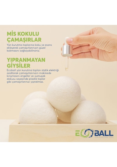 Ecoball 3 Adet Yün Kurutma Topları Doğal Yumuşatıcı Çamaşır Kurutma Makinesi Kurutma Topu Renkli