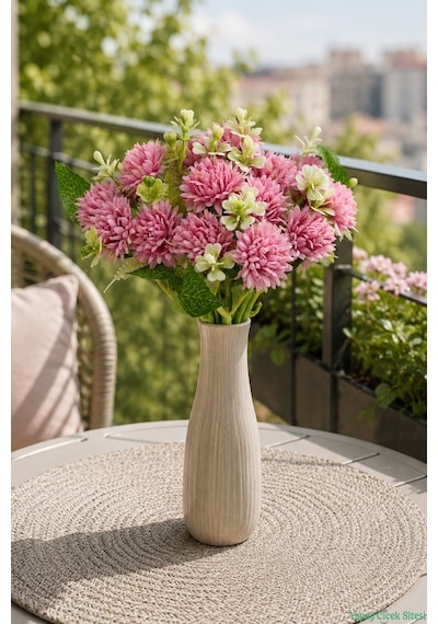 Yapay Çiçek Sitesi Yapay Tomurcuklu Krizantem 26cm Pembe