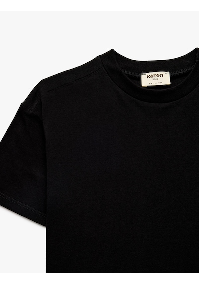 Koton Pamuklu Kısa Kollu Bisiklet Yaka Oversize Basic Tişört Siyah 6skb10023tk Siyah